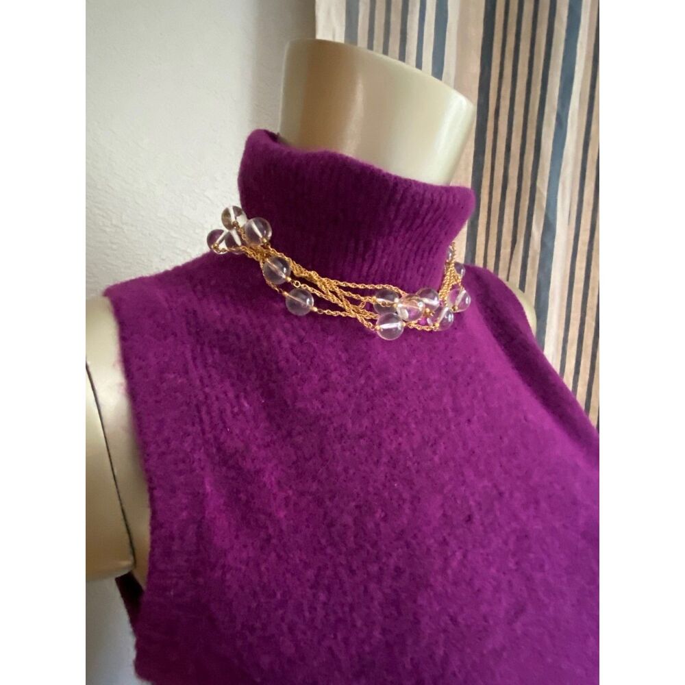 EUC Kenneth J Lane Clear Beaded Gold Metal Chain Layered Necklace